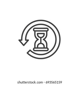 History line icon, outline vector sign, linear style pictogram isolated on white. Hourglass with arrow around symbol, logo illustration. Editable stroke. Pixel perfect vector graphics