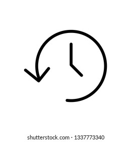 History linear icon, time clock sign inside circle arrow