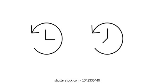 History linear icon, time clock sign inside circle arrow