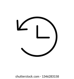 History linear icon, time clock sign inside circle arrow