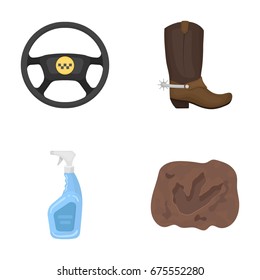 history, maintenance and other web icon in cartoon style.cleaning, police icons in set collection.