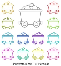 History, mine cart multi color icon. Simple thin line, outline vector of History icons for UI and UX, website or mobile application