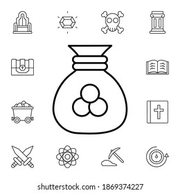 History, money bag flat vector icon in history pack