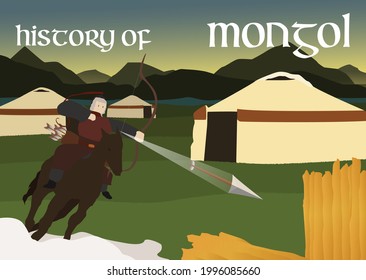 Historia del mongol , ilustración vectorial.