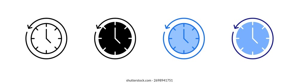 History Multiple Style Icon Set Vector