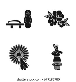 history, museum, China and other web icon in black style.sculpture, Aphrodite, statue, icons in set collection.