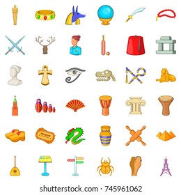 History museum icons set. Cartoon style of 36 history museum vector icons for web isolated on white background