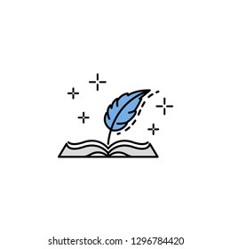 history, old paper, feather pen icon. Element of history color icon for mobile concept and web apps. Color history, old paper, feather pen icon can be used for web and mobile