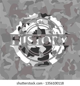 History on grey camouflage pattern