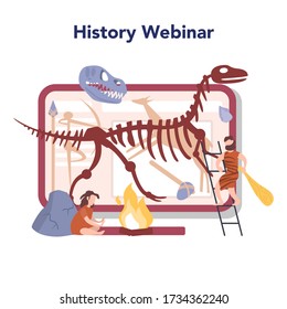 History online education service or platform. History school subject webinar. Knowledge of past and ancient. Isolated vector illustration in flat style