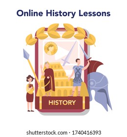 History online education service or platform. History school subject nline lesson. Knowledge of past and ancient. Isolated vector illustration in flat style