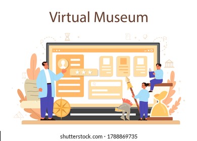 History online service or platform. History school subject. Idea of knowledge of past and ancient. Virtual museum. Isolated vector illustration