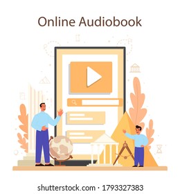 History online service or platform. History school subject. Idea of knowledge of past and ancient. Online audiobook. Isolated vector illustration