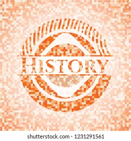 History orange mosaic emblem with background