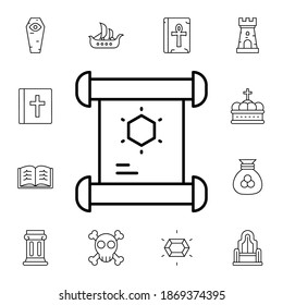 Historial, icono del vector plano del virus del papiro en el paquete de historial