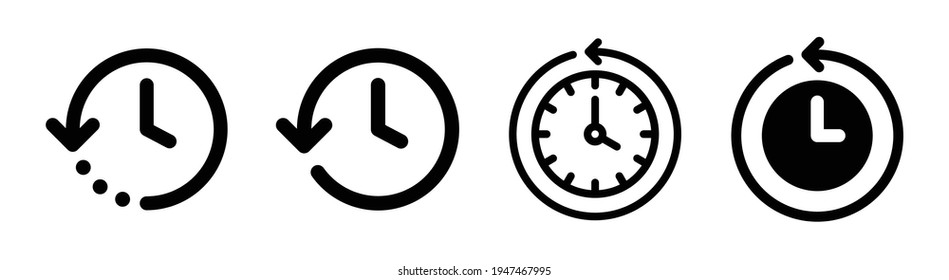 History Past Events Vector Icon Isolate On White Background. Clock Go Back In Time.