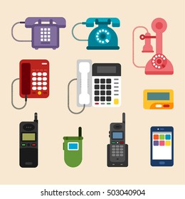 History of the phone design vector illustration flat design