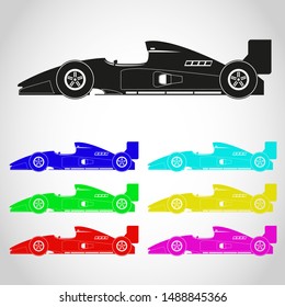 The history of a racing car. Retro car icon.
