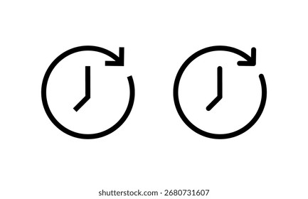 Symbol für Verlauf und zuletzt ausgeführte Aktivität. Uhr mit kreisförmigem Pfeilaktualisierungssymbol
