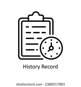 Ilustración de diseño de iconos de contorno vectorial de historial. Símbolo de negocio y administración sobre archivo EPS 10 en fondo blanco