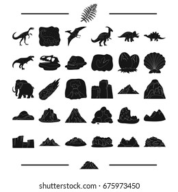 History, remains, study and other web icon in black style.century, skull, ecology icons in set collection.