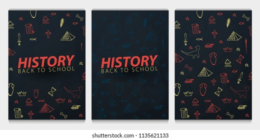 History School subject with hand-draw doodles. Education banner. Vector illustration