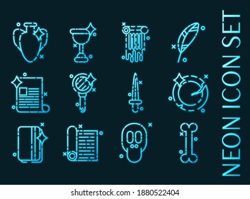 History set icons. Blue glowing neon style.