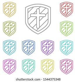 History, shield multi color icon. Simple thin line, outline vector of History icons for UI and UX, website or mobile application