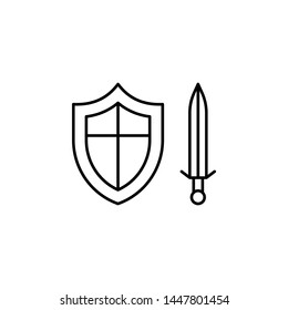 History, shield and sword icon. Simple thin line, outline vector of History icons for UI and UX, website or mobile application