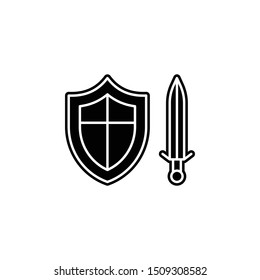 History, shield, sword icon. Simple glyph, flat vector of history icons for ui and ux, website or mobile application