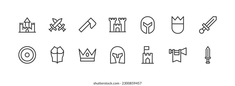 history simple icon set. Outline editable stroke. Pixel perfect 24x24px. Isolated on a white background