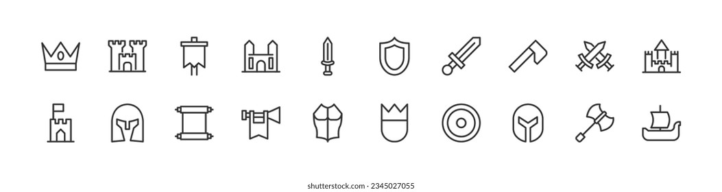 history simple icon set. Outline editable stroke. Pixel perfect 24x24px. Isolated on a white background