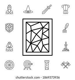 Historial, icono del vector plano de vidrio manchado en el paquete de historial