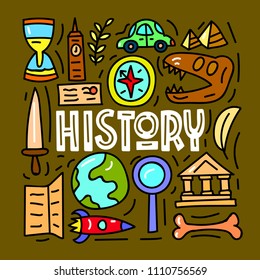 History. Subject concept.Lettering card. Vector illustration