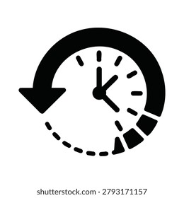 History Time Clock Icon with Reverse Arrow Symbol