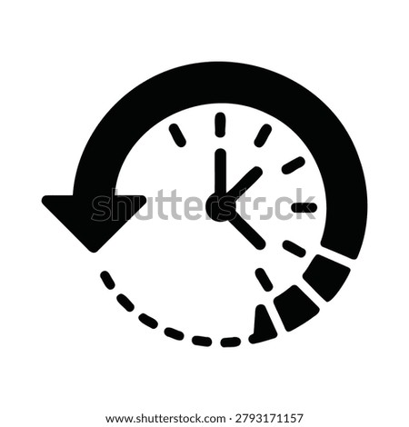 History Time Clock Icon with Reverse Arrow Symbol
