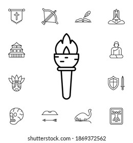 History, torch flat vector icon in history pack