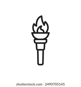 History Torch Outline Icon Vector Illustration