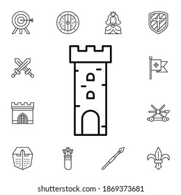 Historial, icono del vector plano de torre en el paquete de historial