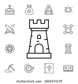 Historial, icono del vector plano de torre en el paquete de historial