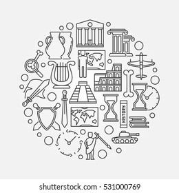 History vector symbol. Round history minimal sign made with thin line icons