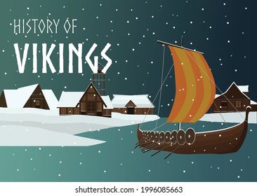 History of vikings , vector illustration.