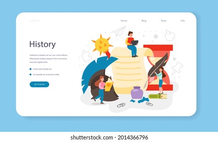 History web banner or landing page. History school subject. Idea of science and education. Knowledge of past and ancient times. Isolated vector illustration in flat style