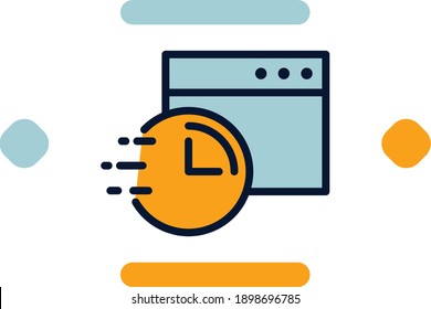History web icon filled line color in flat design website, internet and business elements