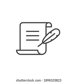 History, writing icon. Line style for web template and app. Simple thin line, poetry, book concept, education, vector illustration design on white background. EPS 10