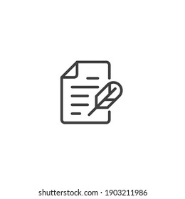 History, writing icon. Line style for web template and app. Simple thin line, poetry, book concept, education, vector illustration design on white background. EPS 10