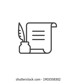 History, writing icon. Line style for web template and app. Simple thin line, poetry, book concept, education, vector illustration design on white background. EPS 10