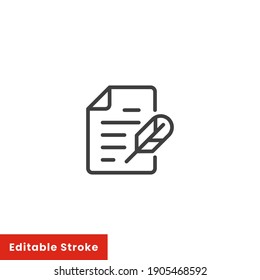 History, writing icon. Line style for web template and app. Simple thin line, poetry, book concept, education, vector illustration design on white background. Editable stroke EPS 10