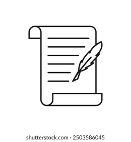 History, writing icon. Line style for web template and app. Simple thin line, poetry, book concept, education, vector illustration design on white background.