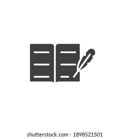 Historial, icono de escritura. Estilo sólido para la plantilla web y la aplicación. Línea delgada simple, poesía, concepto de libro, educación, diseño de ilustración vectorial sobre fondo blanco. EPS 10